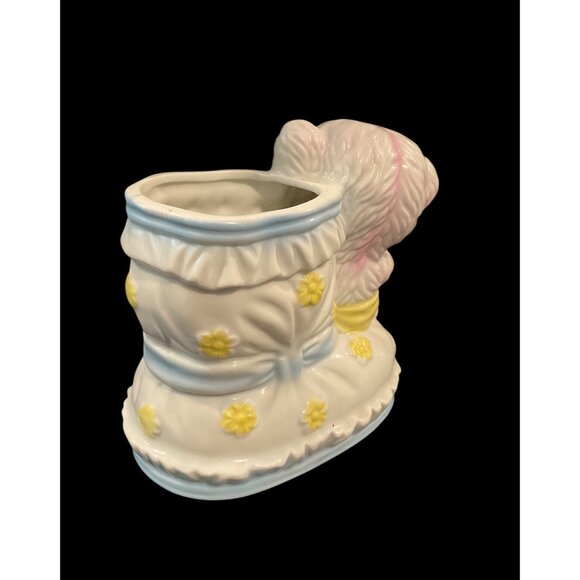 Vintage 1950s Parma Ceramics By AAI Japan Pink Teddy Bear Kitschy Bootie Planter - Picture 3 of 5